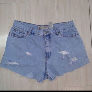Upcycled distressed jean shorts high waisted sz 10